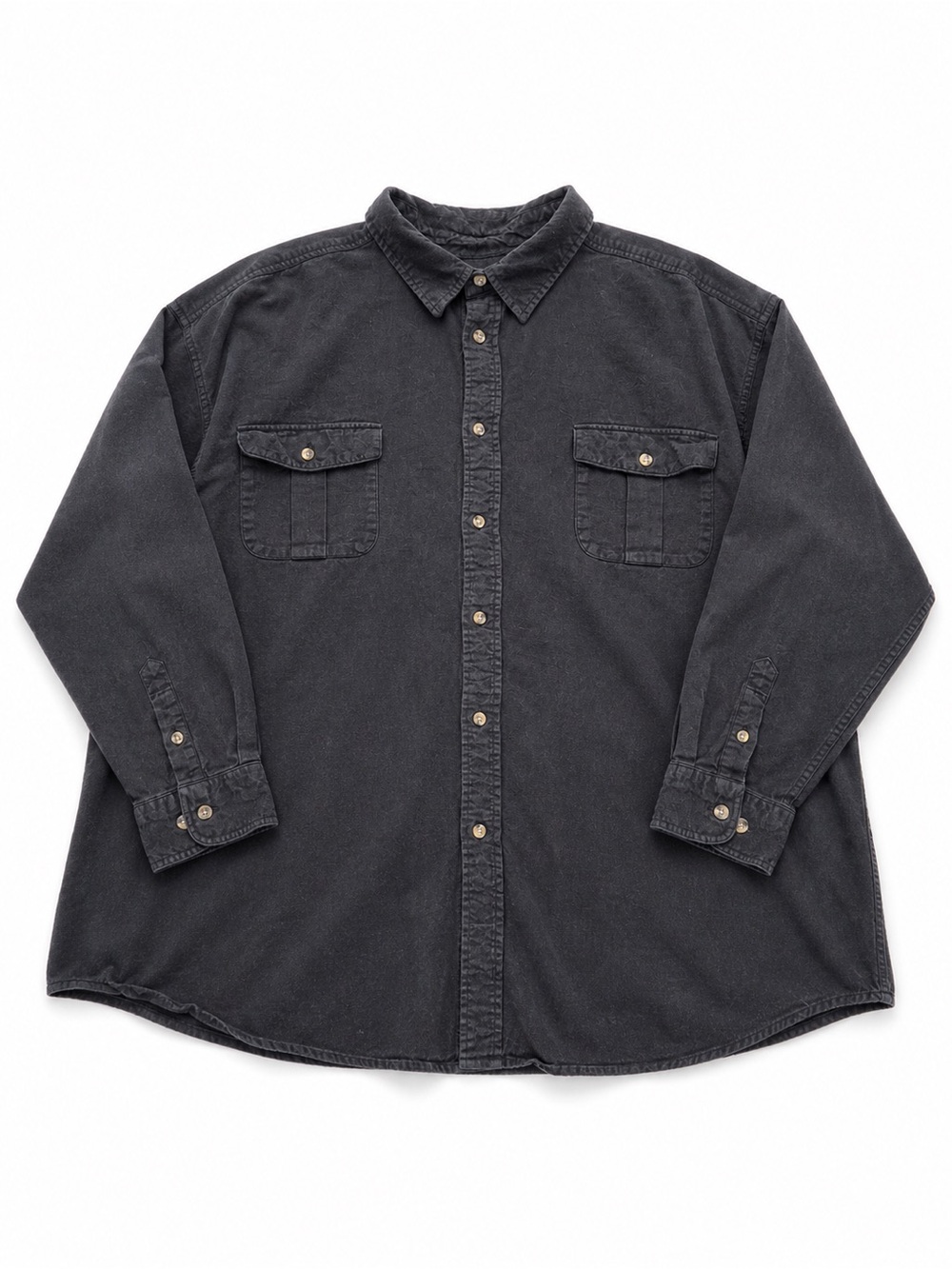 KingSize 4XL Big Black Button Up Shirt Long Sleeve Casual